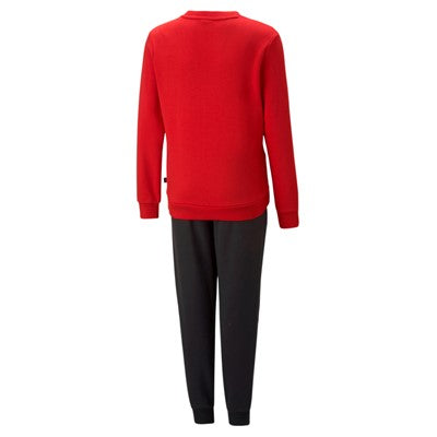 Puma tuta da ragazzo con felpa girocollo e pantalone con polsino alla caviglia Logo Sweat TR B 670885 11 rosso-nero