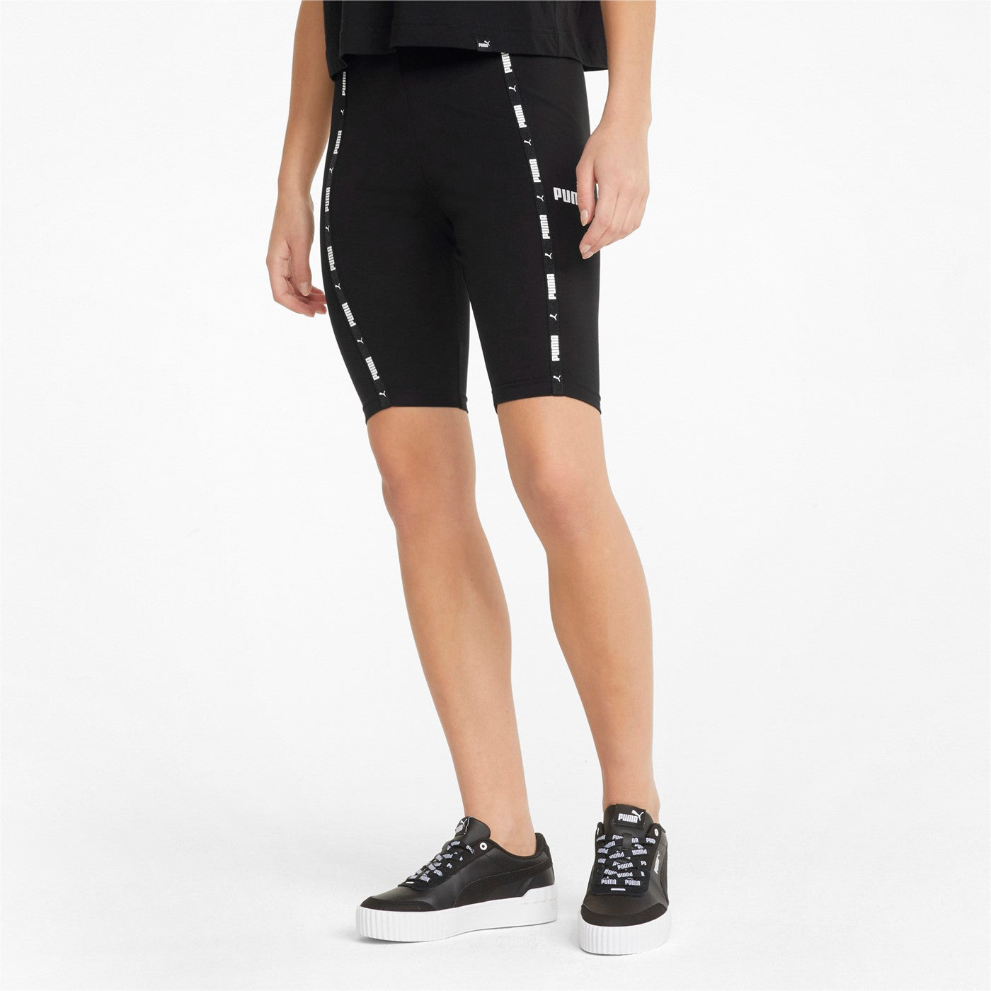 Puma women's stretch sports shorts Power 9" High-Waist Tape 847121 01 black