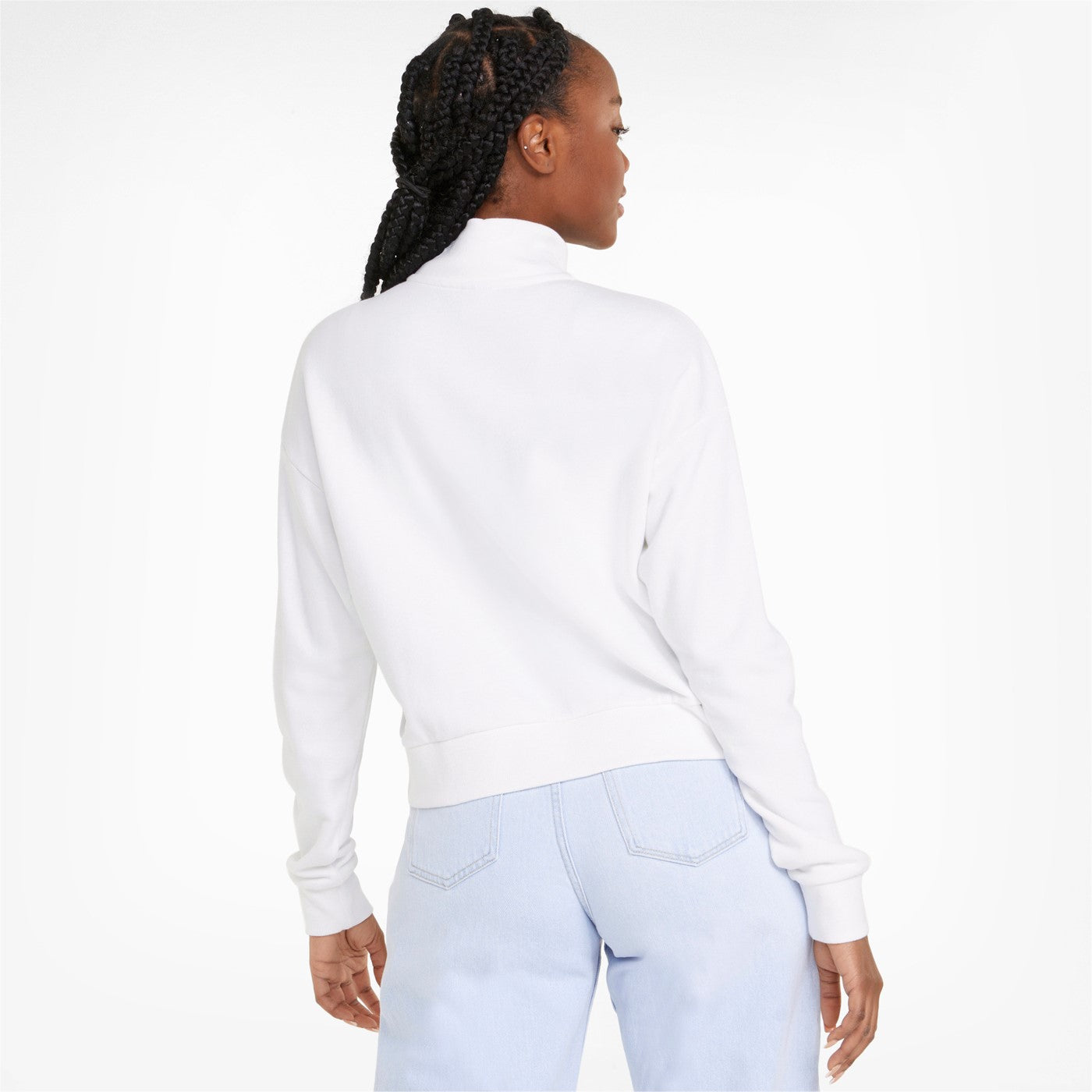 Puma women's sweatshirt with half buttoning Power Tape Crew 847124-02 white