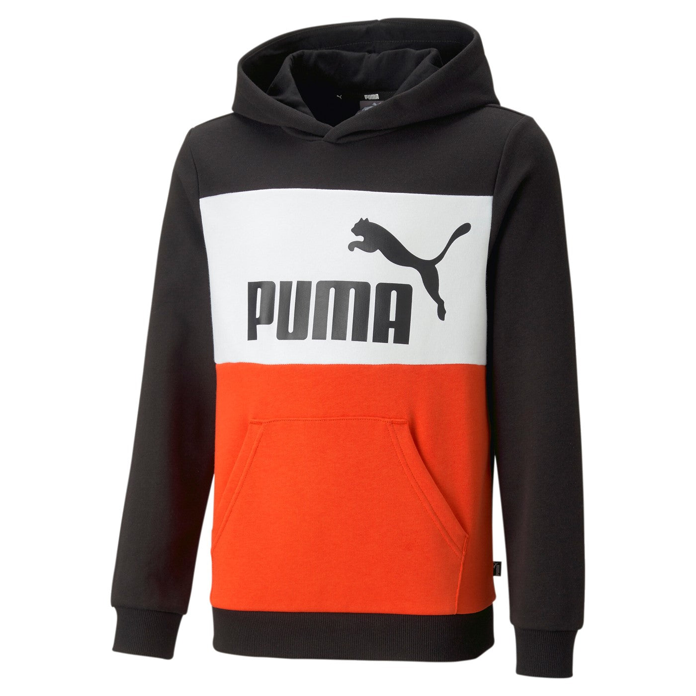 Puma Felpa da ragazzo con cappuccio Colorblock Hoodie Tr B 849082 57 black-warm earth-white