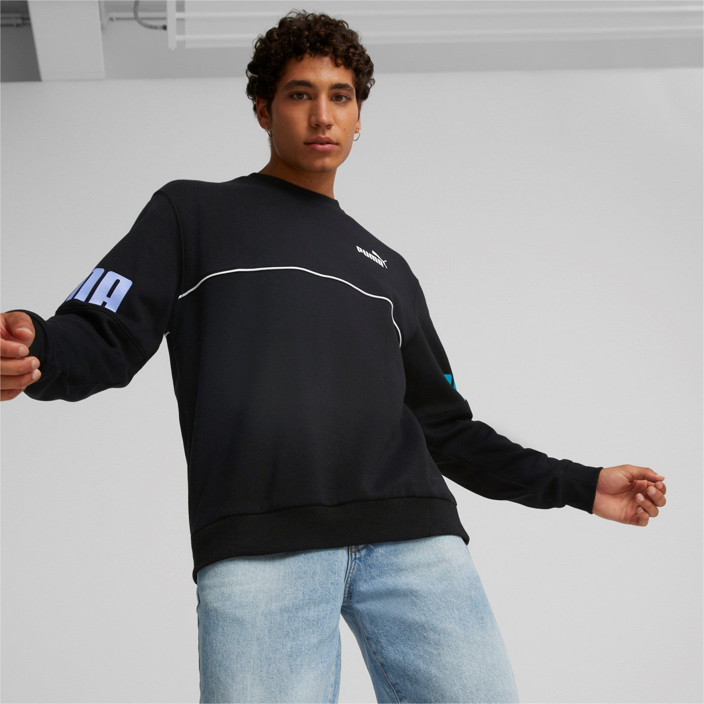 Puma felpa girocollo da uomo Power Colorblock Crew FL 849803 51 nero