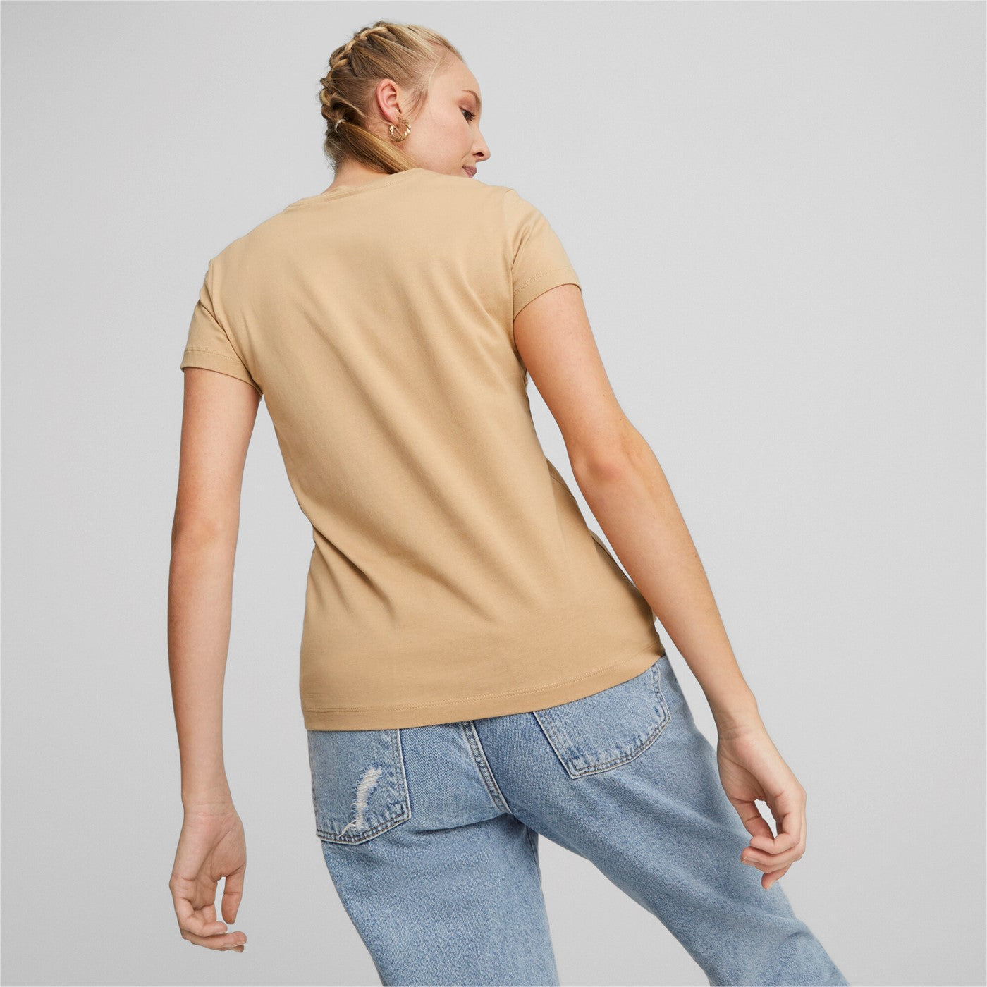 Puma women's sports t-shirt Mini Logo ESS+ Embroidery Tee 848331-89 beige