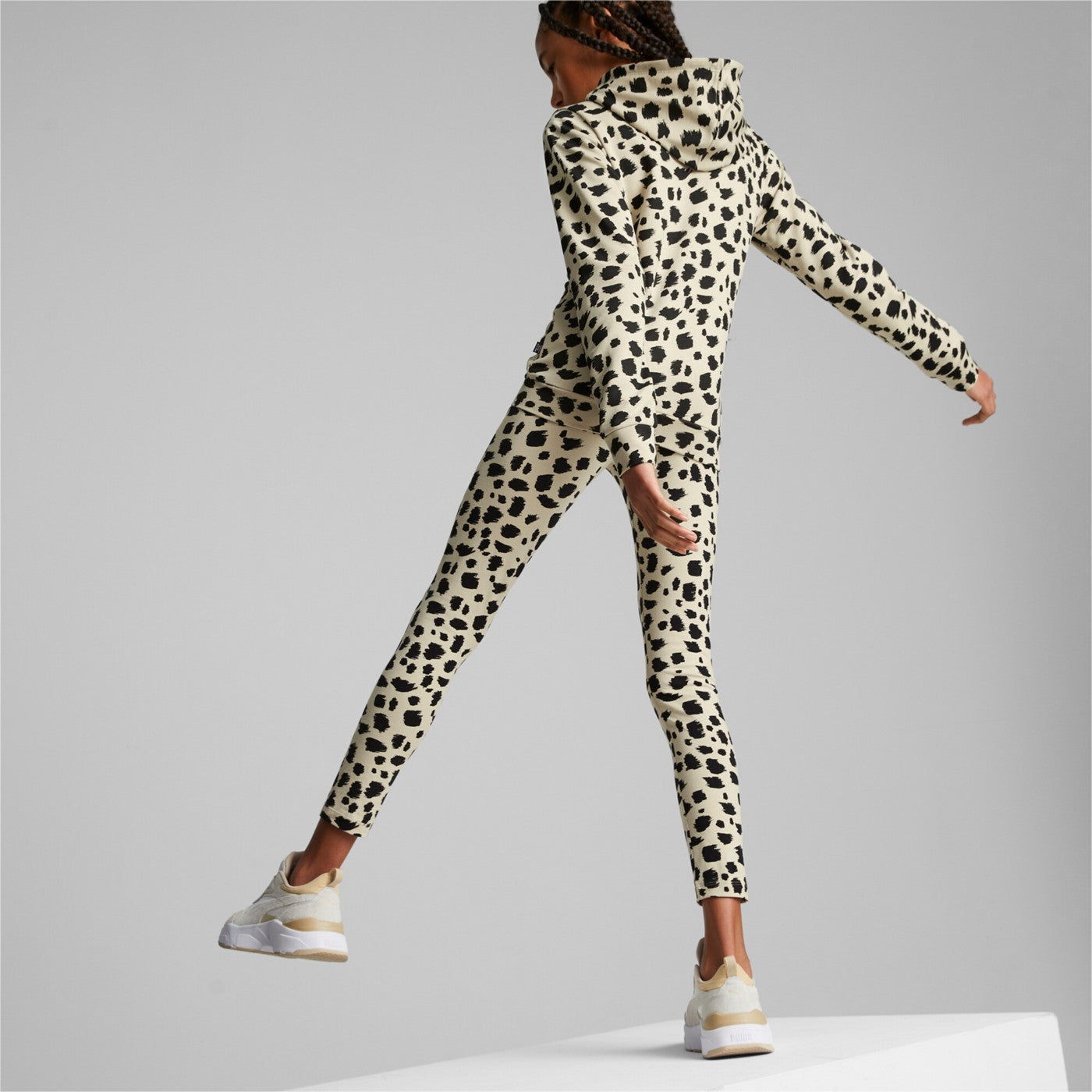 Puma Felpa da bambina e ragazza con cappuccio e zip intera Ess Animal AOP 673517-88 granola