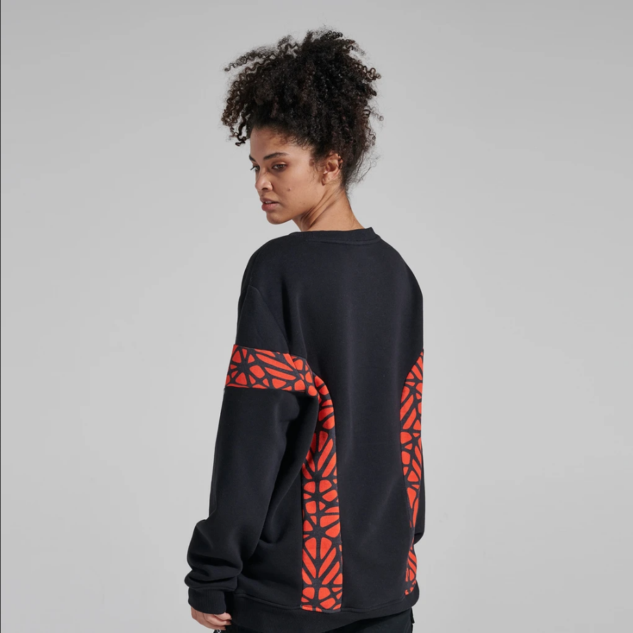 Dolly Noire crewneck sweatshirt for adults Bosco Pattern Crewneck sw019 sw 01 black