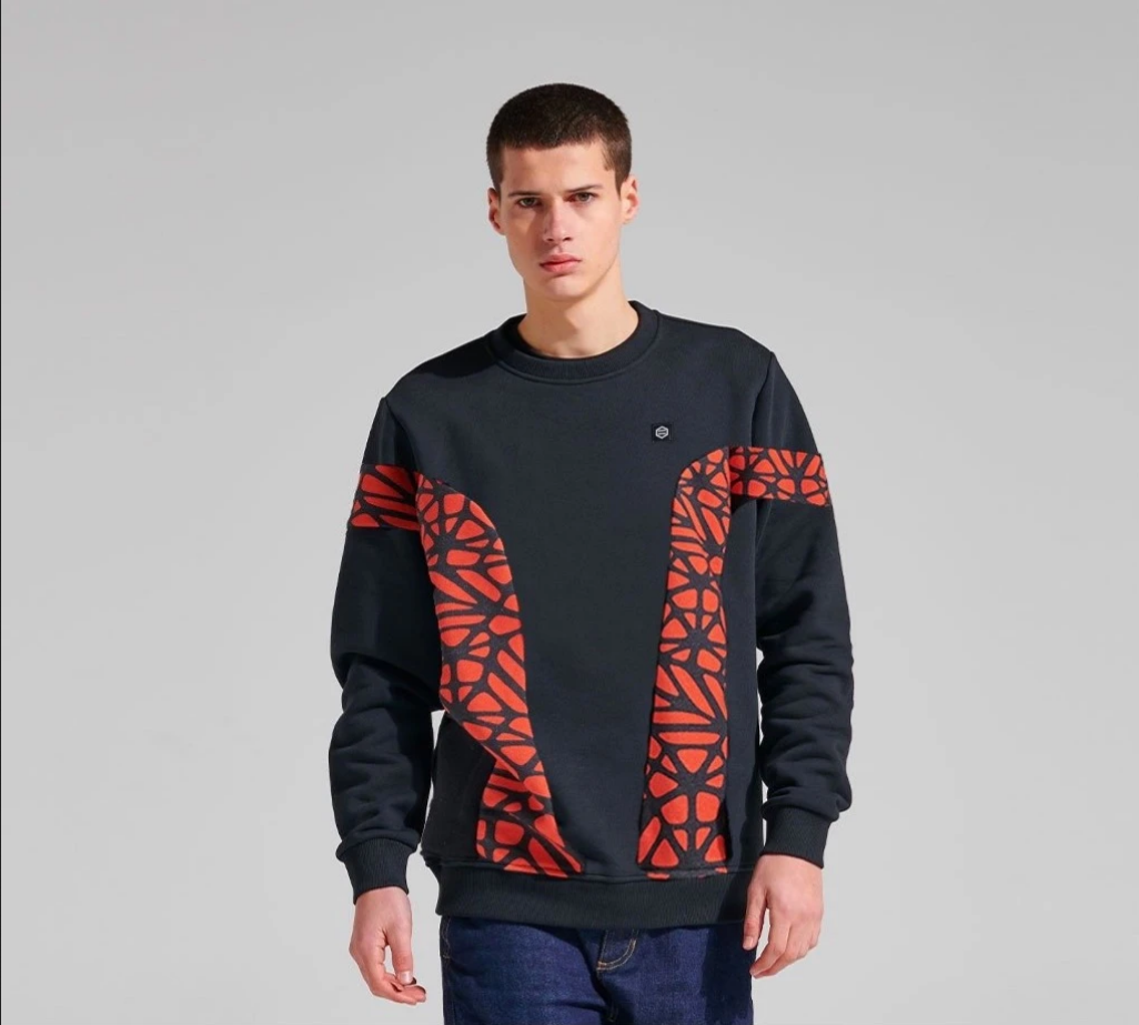 Dolly Noire crewneck sweatshirt for adults Bosco Pattern Crewneck sw019 sw 01 black