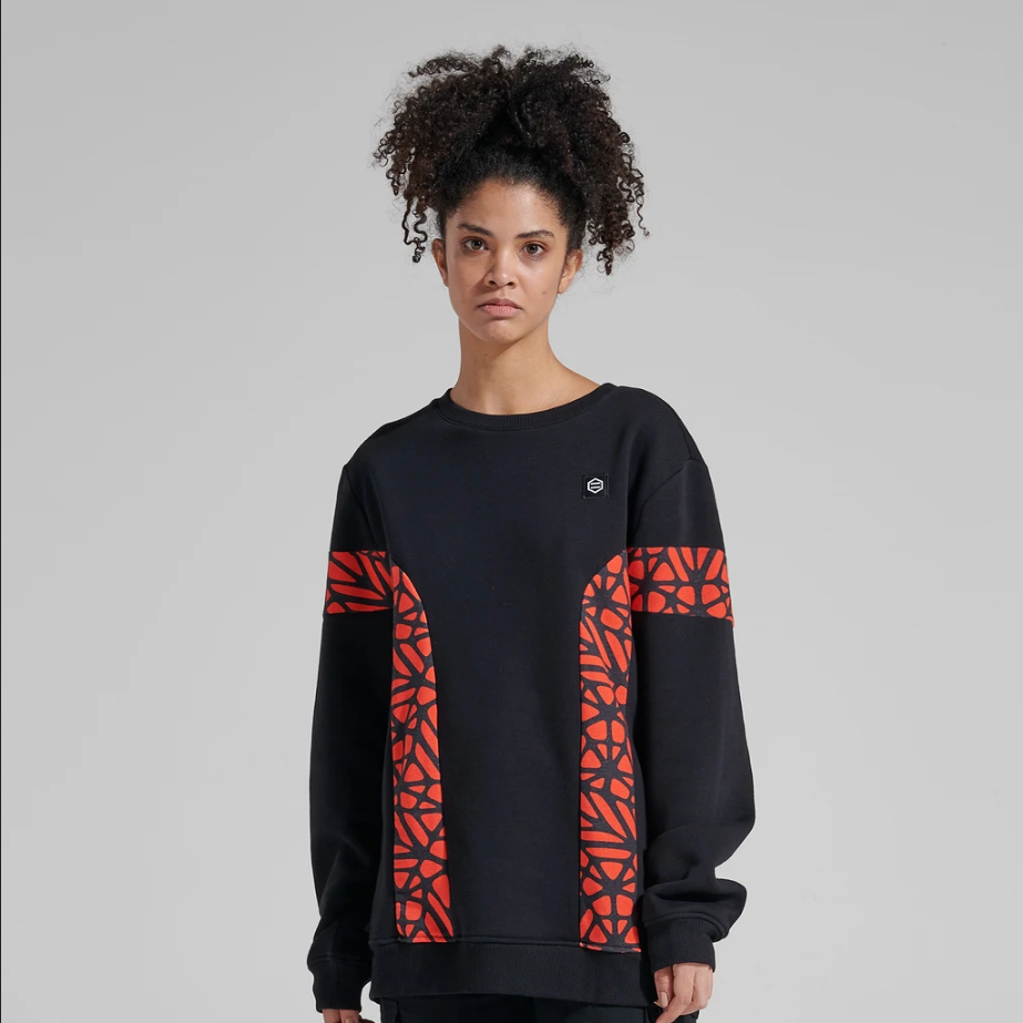 Dolly Noire crewneck sweatshirt for adults Bosco Pattern Crewneck sw019 sw 01 black