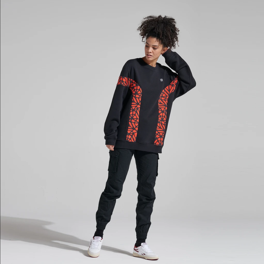 Dolly Noire crewneck sweatshirt for adults Bosco Pattern Crewneck sw019 sw 01 black