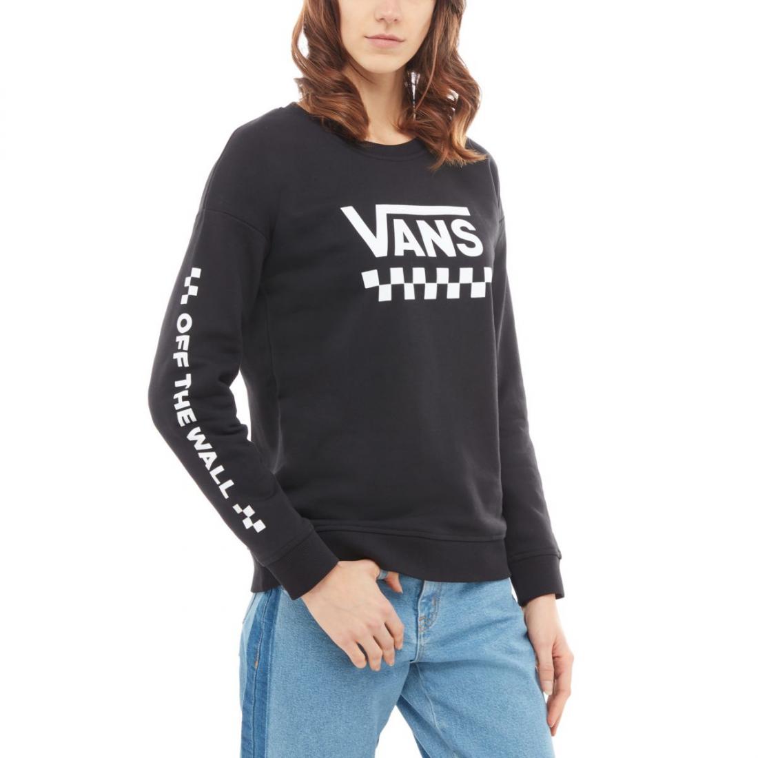 Vans felpa girocollo logo e scritta sul braccio Too Much Fun Crew VA3PBFBLK nero