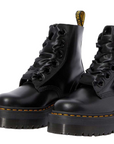 Dr. Martens women's wedge combat boots 6 holes Molly 24861001 Buttero black 