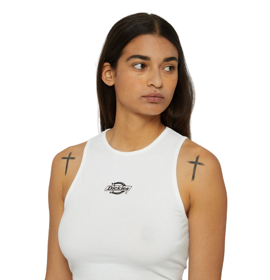 Dickies women&#39;s tank top in stretch cotton Powers DK0A4Y8DWHX1 white