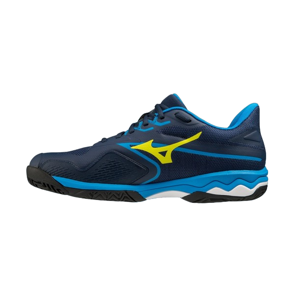 Mizuno men&#39;s tennis shoe Wave Exceed Light 2 AC 61GA231814 blue-light blue-yellow