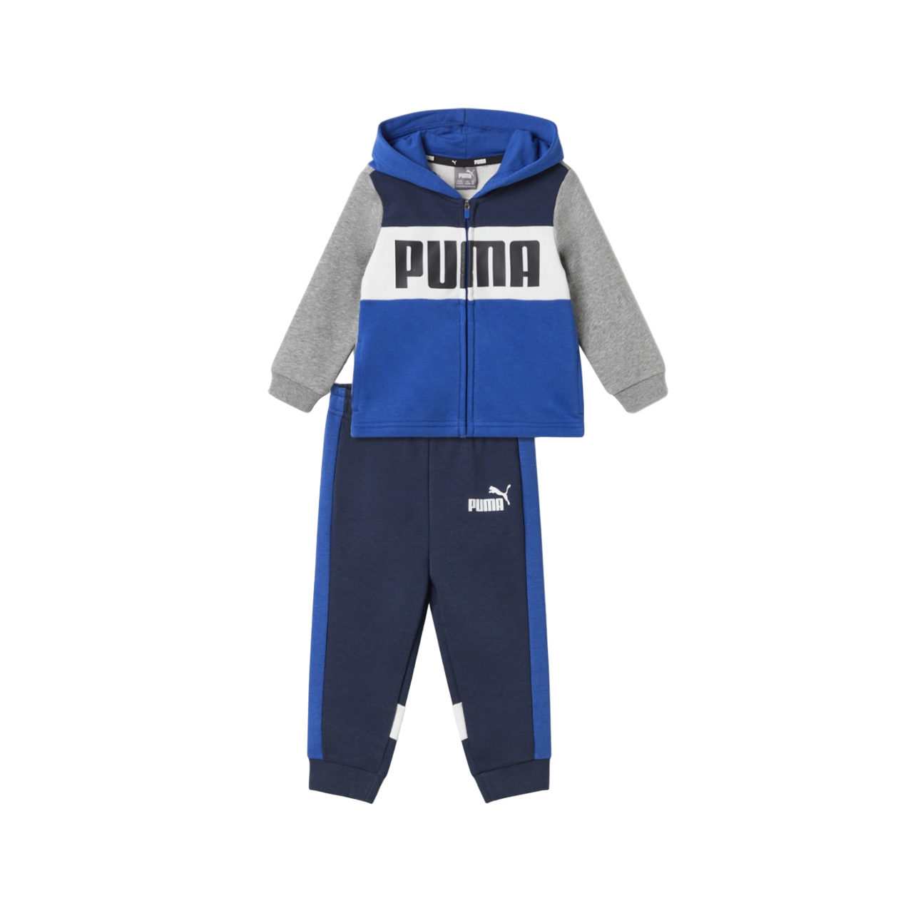 Puma children&#39;s tracksuit with hood in brushed cotton 682116 17 blue-white-grey