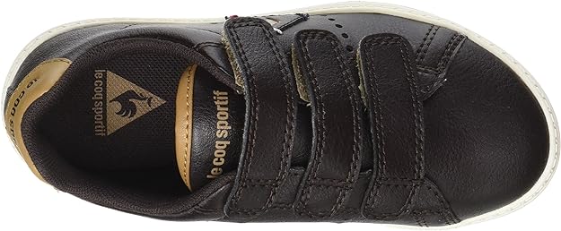 Le Coq Sportif children&#39;s shoe with strap in Courtone leather 1720116 brown