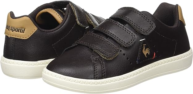 Le Coq Sportif children&#39;s shoe with strap in Courtone leather 1720116 brown