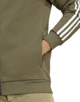 Adidas Men's Full Zip Hoodie with 3 Stripes IJ6492 Green