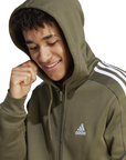 Adidas Men's Full Zip Hoodie with 3 Stripes IJ6492 Green