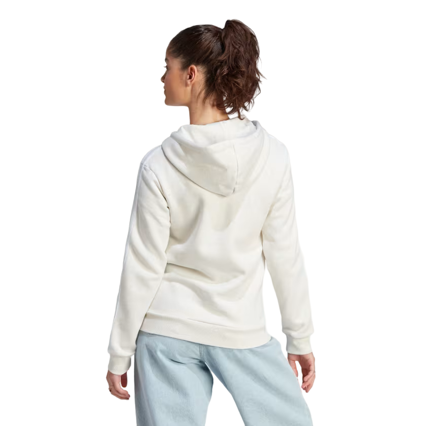 Adidas Women&#39;s sweatshirt with hood and full zip with 3 stripes IM0239 milk white
