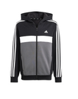 Adidas children's tracksuit in fleece cotton Tiberio 3 stripes IB4094 black-white-grey