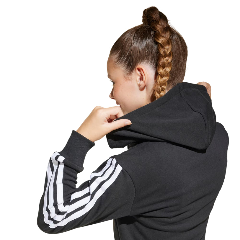 Adidas Felpa Con Cerniera e Cappuccio da Ragazza Essentials JJ0956 nero particolare retro
