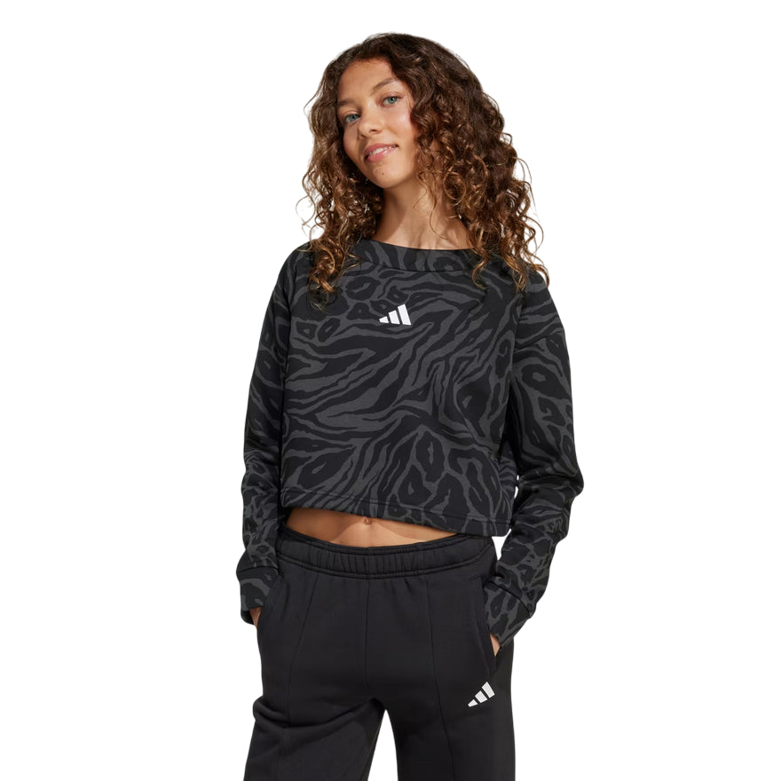 Adidas Felpa Girocollo FI AOP per Bambino Nero – Codice Articolo JM1367 - vista frontale