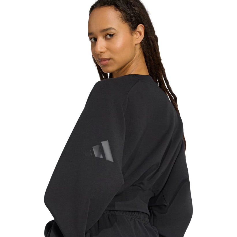 Adidas felpa da donna Soft Lux Loose JM3836 nero laterale con logo