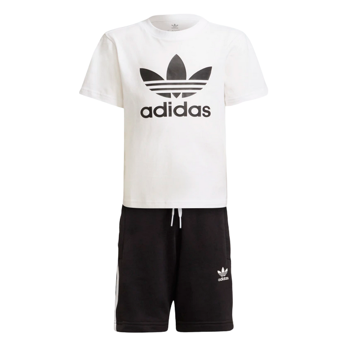 Adidas completo da ragazzo t-shirt e pantaloncino H25274 bianco nero