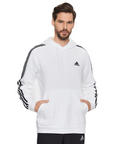 Adidas felpa con cappuccio da uomo con 3 Strisce IJ6476 bianco-nero