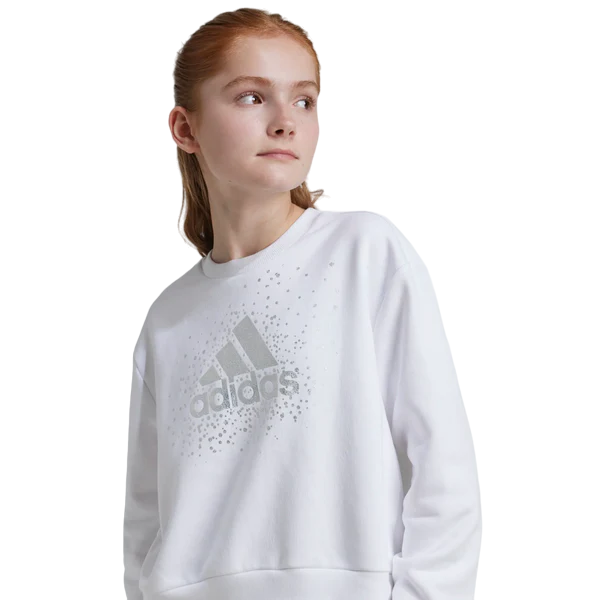 Adidas felpa girocollo da ragazza IX9330 bianco