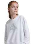 Adidas felpa girocollo da ragazza IX9330 bianco