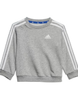 Adidas Essentials 3 Stripes children's tracksuit IJ6338 grey-white-light blue