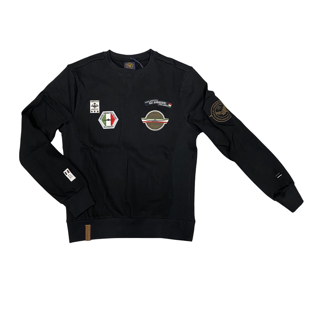 Aeronautica Italiana felpa girocollo da uomo con patch 010410 blu