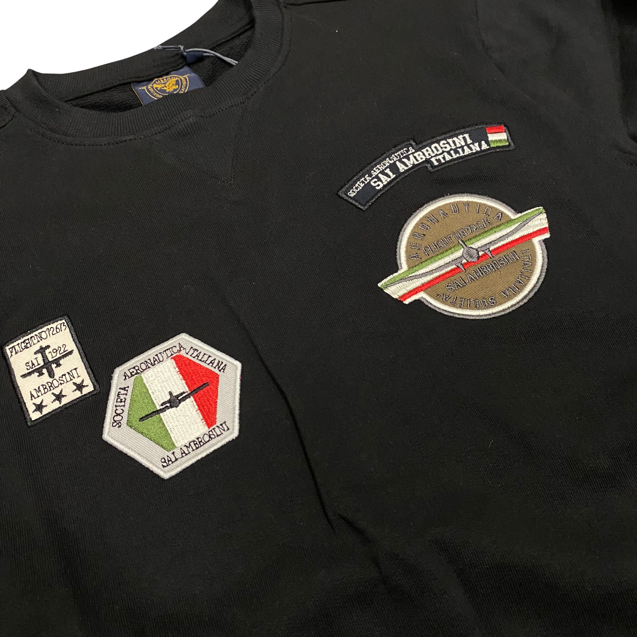 Aeronautica Italiana felpa girocollo da uomo con patch 010410 blu