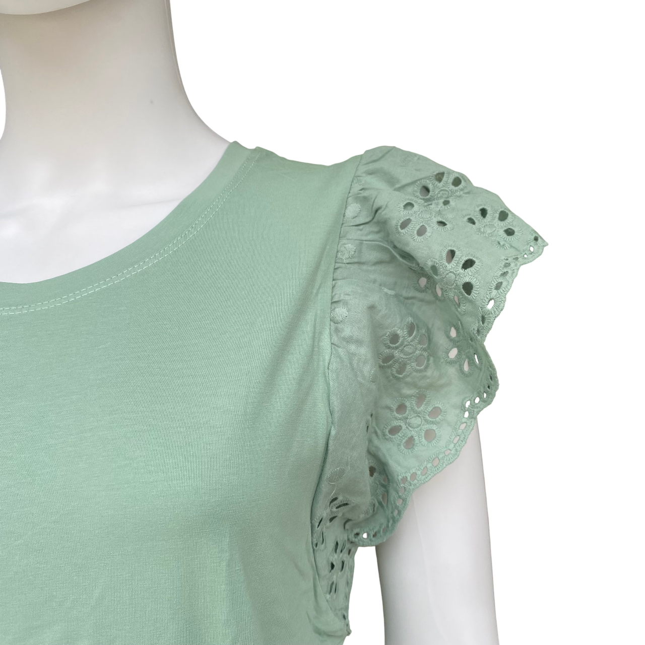 Abito smanicato verde Astrolabio da donna modello M78M 671, elegante vestito italiano in cotone elasticizzato - spalla