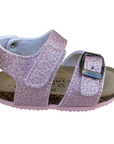 Biochic sandalo glitterato da bambina con fibbia regolabile e fascia con velcro BC55475K cipria