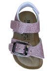 Biochic glittery sandal for girls with adjustable buckle and velcro band BC55475K powder