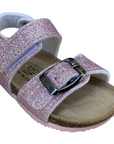 Biochic sandalo glitterato da bambina con fibbia regolabile e fascia con velcro BC55475K cipria