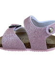 Biochic glittery sandal for girls with adjustable buckle and velcro band BC55475K powder