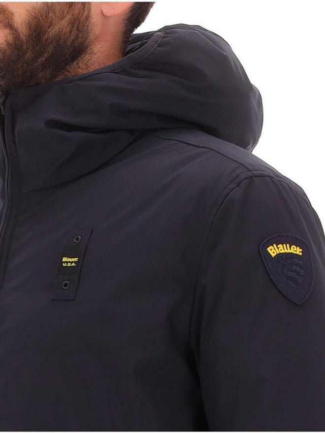 Blauer Giubbotto Uomo Reversibile Ballard in Nylon Neoprene - Blu - 25WBLUC06082-005480 - dettaglio logo