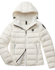 Blauer piumino sfiancato da donna con cappuccio Charme 24WBLDC03036-006950 100BI bianco