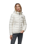 Blauer piumino sfiancato da donna con cappuccio Charme 24WBLDC03036-006950 100BI bianco