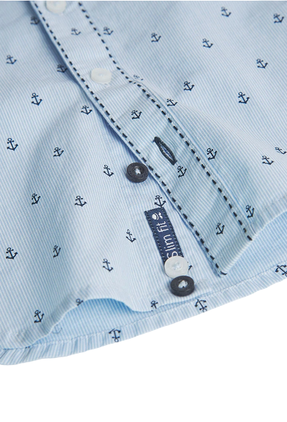 Boboli Printed poplin shirt for newborns 718354 9319 light blue