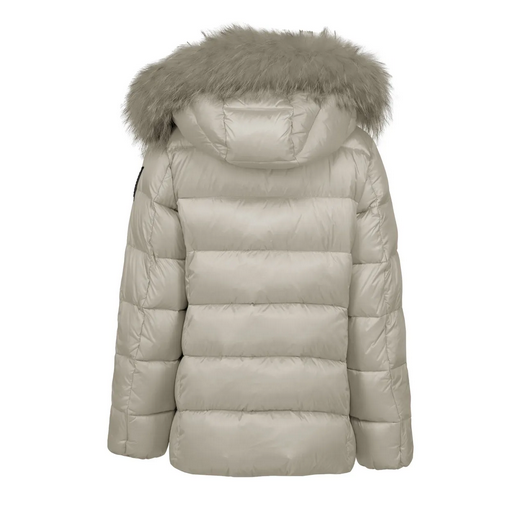 Bomboogie Girls&#39; short down jacket with hood and fur GG242VTDLC3 crystal grey
