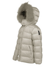 Bomboogie Girls' short down jacket with hood and fur GG242VTDLC3 crystal grey