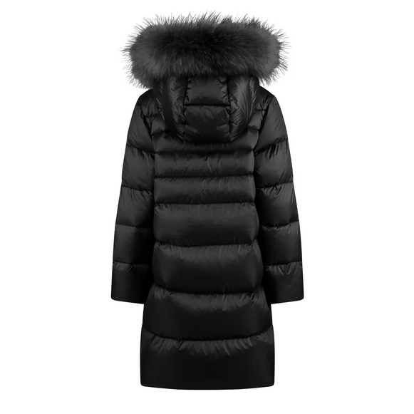 Bomboogie Girl&#39;s down jacket with hood and colored fur CG577VTDLC3 90 black
