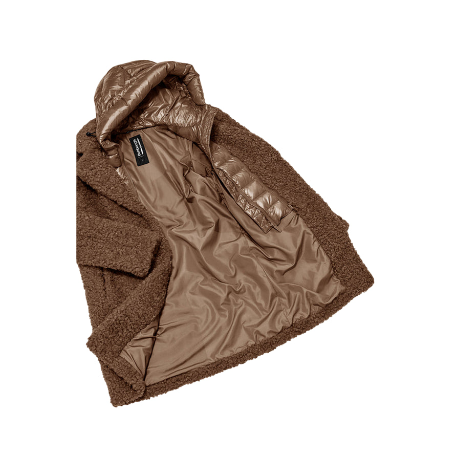 Bomboogie Odessa Overcoat CW6570TSFC5_172 Tortora- Cappotto lungo donna elegante e funzionale - interno