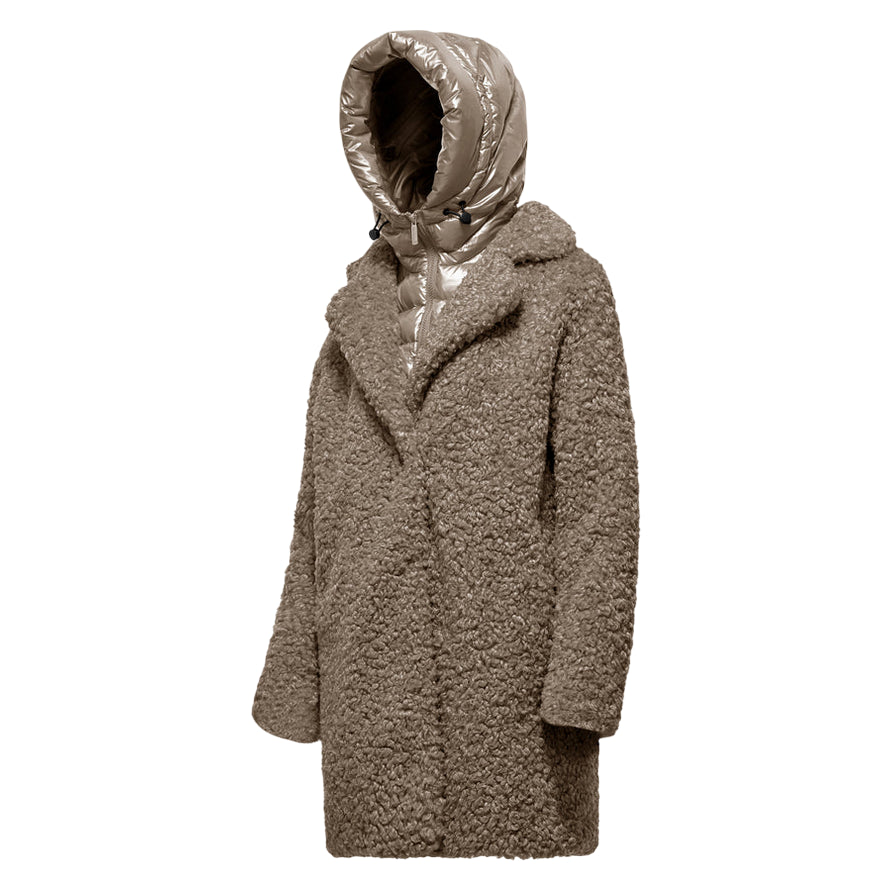 Bomboogie Odessa Overcoat CW6570TSFC5_172 Tortora- Cappotto lungo donna elegante e funzionale - laterale