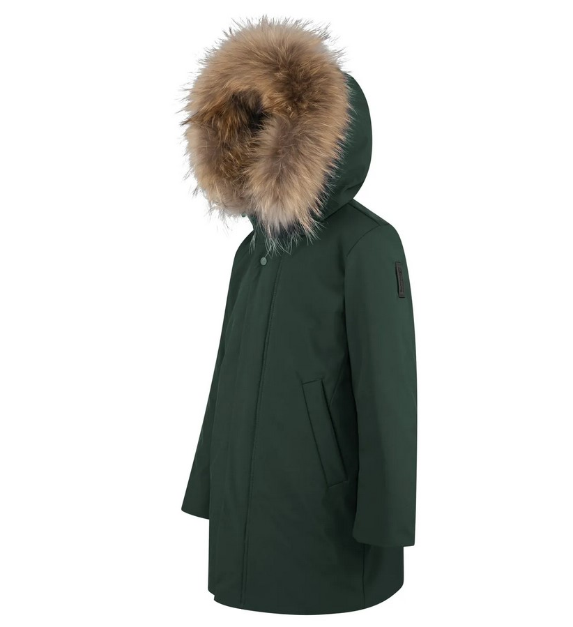 Bomboogie children&#39;s parka jacket with hood and fur CK094VTAC3 307 forest green