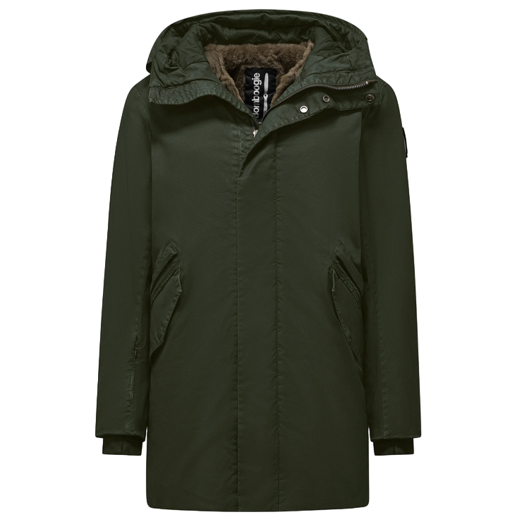 Bomboogie parka da uomo in cotone lavato con interno staccabile CM8737TCSD4 322 verde oliva