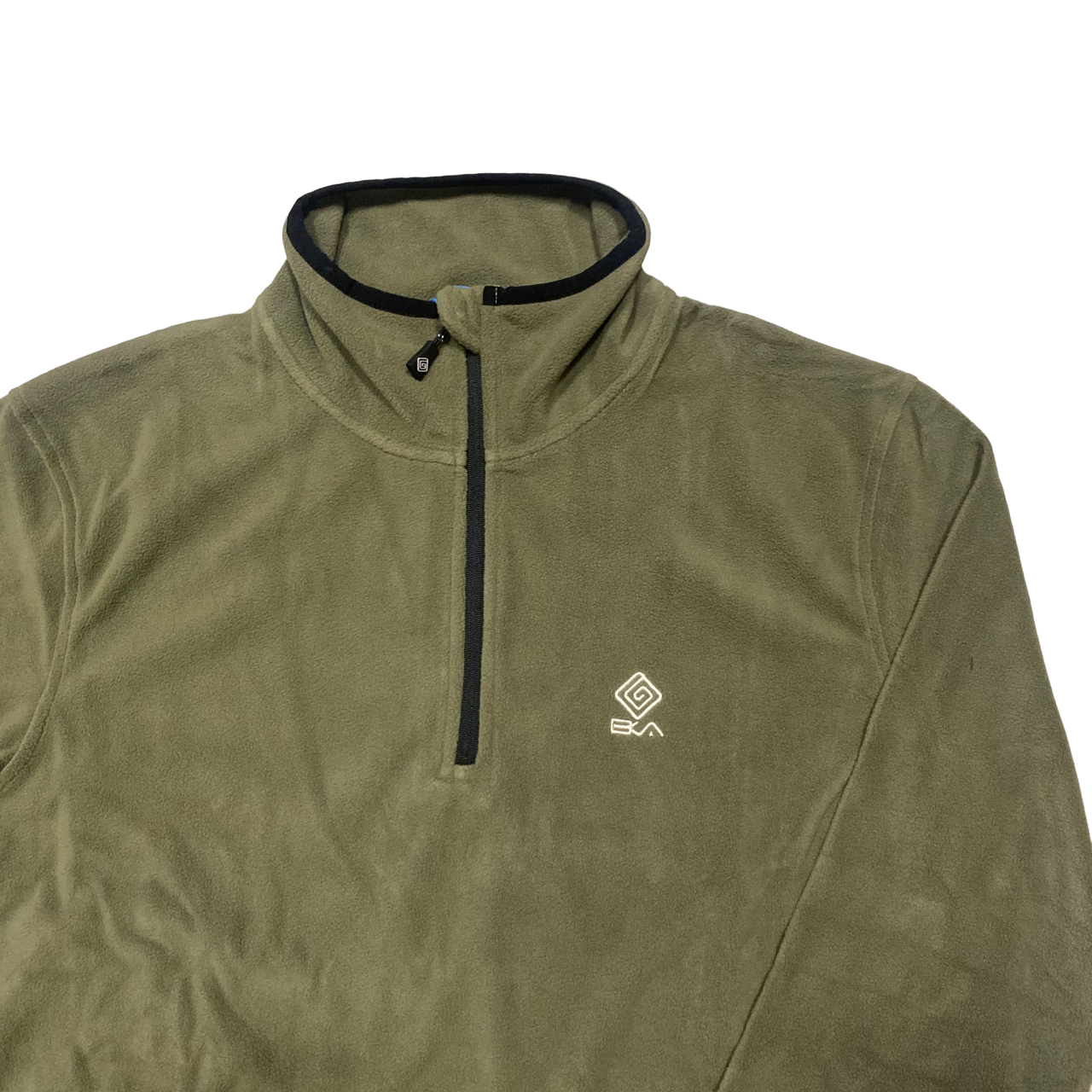 Brekka half-zip sweater in military green micropolar fleece