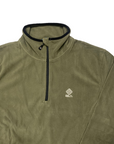 Brekka half-zip sweater in military green micropolar fleece